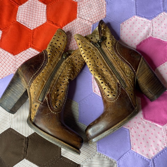 BED|STU SHOES BED STU SHOES IRMA GRAPHITO RUSTIC BOOTS HIGH HEEL LEATHER CUTOUTS - Picture 12 of 16